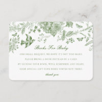 Green Toile Flora Livres pour Baby Invitation Inse