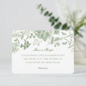 Green Toile Floral Share Recette Invitation Insert (Debout devant)