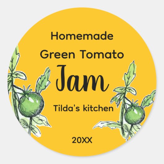 Green Tomato Jam Homemade Product Label  (Voorkant)