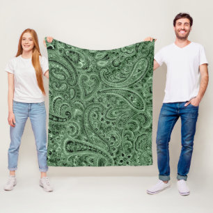 Green Tones Floral Paisley Patroon Fleece Deken