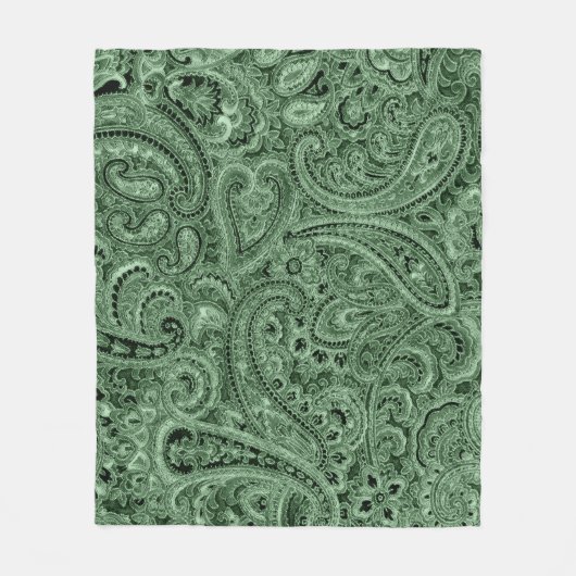 Green Tones Floral Paisley Patroon Fleece Deken (Voorkant)