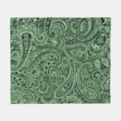 Green Tones Floral Paisley Patroon Fleece Deken (Voorkant (Horizontaal))