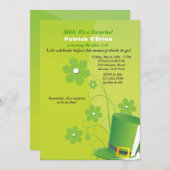 Green Top Hat Party Invitation (Devant / Derrière)