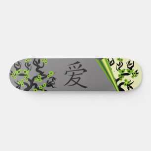 Green Tortelduifjes Sakura Tree Chinese Love Symbo Skateboard