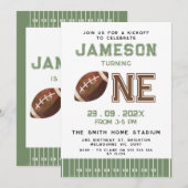 Green Touch Lines Football 1er Invitation annivers (Devant / Derrière)