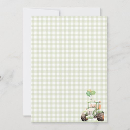 Green Tractor Anniversaire Fête Invitation Thème d (Dos)