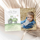 Green Tractor Anniversaire Photo Invitation