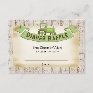 Green Tractor Baby Boy Diaper Raffle Card Informatiekaartje