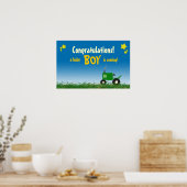 Green Tractor Baby shower Poster: Boy Poster (Keuken)