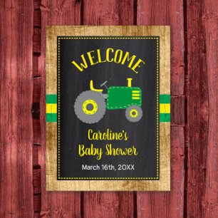 Green Tractor Baby shower Welkomstteken Decor Poster