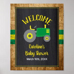 Green Tractor Baby shower Welkomstteken Decor Poster