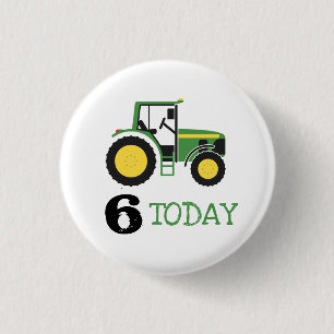 Green Tractor Birthday Age Badge Button
