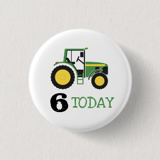 Green Tractor Birthday Age Badge Button