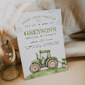 Green Tractor Birthday Invitation Kaart