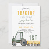 Green Tractor Farm Boy 1ère invitation anniversair (Devant)
