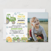 Green Tractor Farm Invitation de fête d'anniversai (Devant)