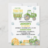 Green Tractor Farm Invitation de fête d'anniversai (Devant)