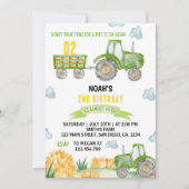 Green Tractor Farm Invitation de fête d'anniversai (Devant)