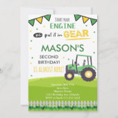Green Tractor Invitation de fête d'anniversaire (Devant)