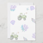 Green Tractor & Mermaid Siblings Joint Birthday Kaart (Achterkant)