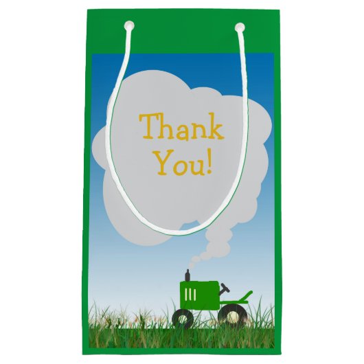 Green Tractor Party Bag Klein Cadeauzakje (Voorkant)