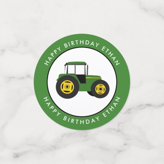 Green Tractors Birthday Photo Custom Confetti (Kleine voorkant)