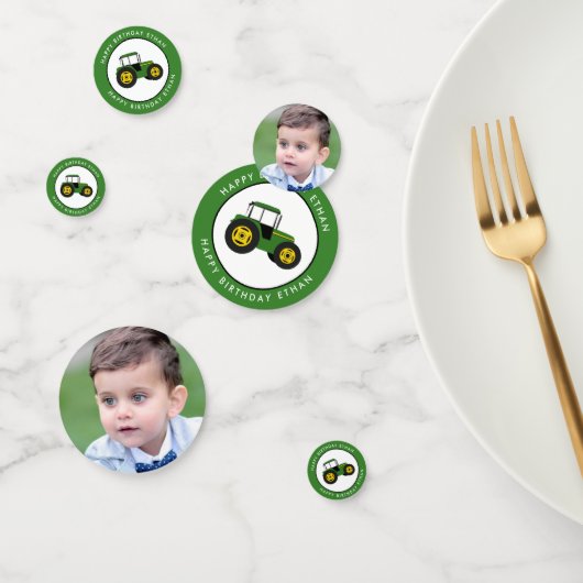 Green Tractors Birthday Photo Custom Confetti (Groep)