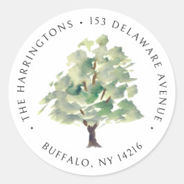 Green Tree Arborist Waterverf Hand-geïllustreerd Ronde Sticker