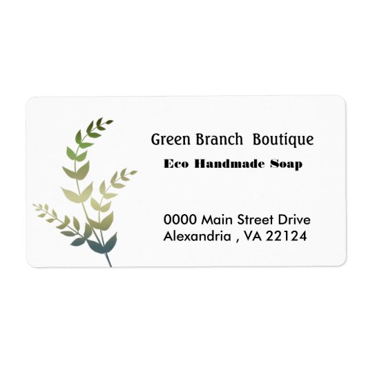 Green Tree Branches Handmade Boutique Business Etiket (Voorkant)
