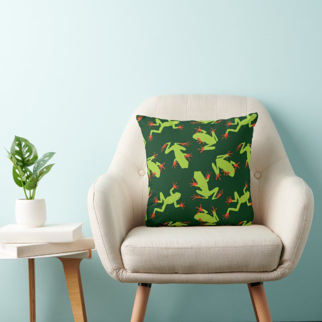 Green Tree Frog Fun Amphibian Pattern Kussen (Stoel)