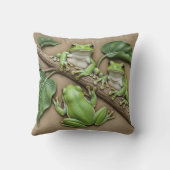 Green Tree Frogs Throw Cushion Kussen (Achterkant)