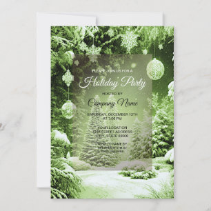 Green Trees Christmas Balls Invitation de vacances