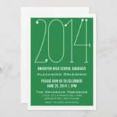 Green Trendy 2014 Afstuderen Invitation Kaart (Voorkant / Achterkant)