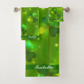 Green Trendy St Patrick's Day Clover Collectie Bad Handdoek (Insitu)