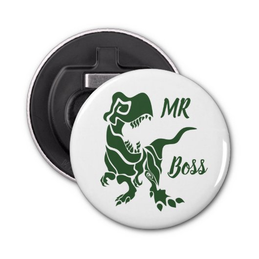 Green Trex de baas Dino Button Flesopener (Voorkant)