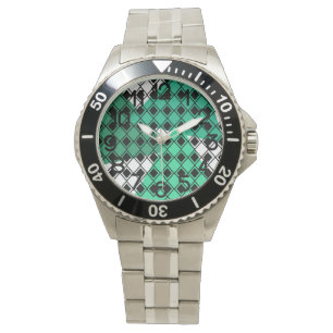 Green Triangle Harlequin Horloge