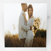 Green Trifold Voeg foto bruiloft uitnodiging (Binnenzijde eerst)