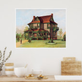 Green Trimmed Victoriaans Manor Poster (Keuken)