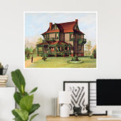 Green Trimmed Victoriaans Manor Poster (Thuiskantoor)