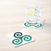 Green Tris Vierkante Kartonnen Onderzetter (Insitu)