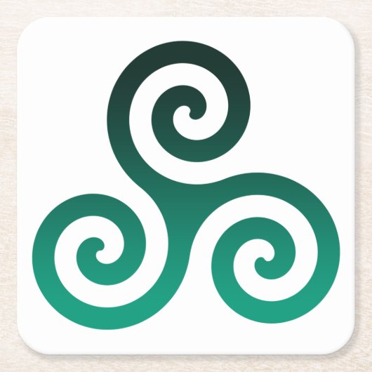 Green Tris Vierkante Kartonnen Onderzetter (Voorkant)