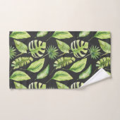 Green Tropical Feuille Motif Botanique Noir (Serviette à main)