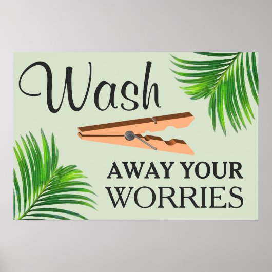 Green Tropical Funny Laundry Room Sign Poster (Voorkant)