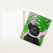 Green Tropical Island Black Dog Planner (Devant avec enveloppe)