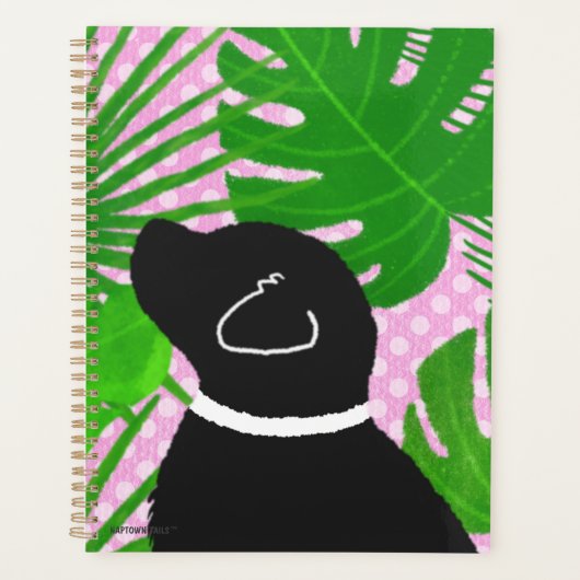 Green Tropical Island Black Dog Planner (Devant)
