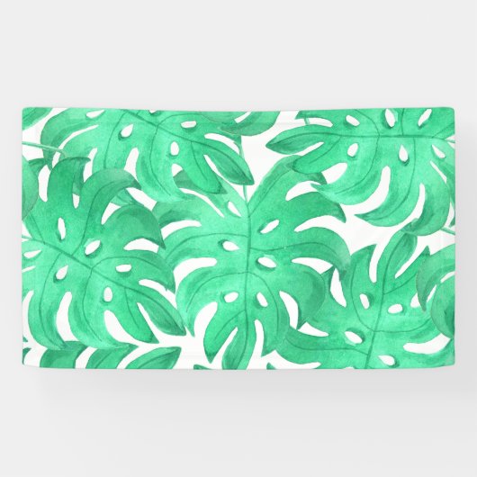 Green Tropical Leaf Art Spandoek (Horizontaal)
