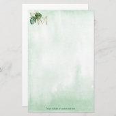 Green Tropical Leaf Gold Monogram Letter M Briefpapier (Voorkant / Achterkant)