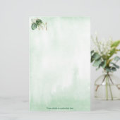Green Tropical Leaf Gold Monogram Letter M Briefpapier (Staand voorkant)