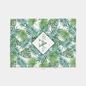 Green Tropical Leaves Fleece Deken (Voorkant (Horizontaal))