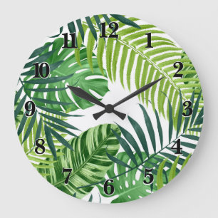 Green Tropical Leaves Grote Klok